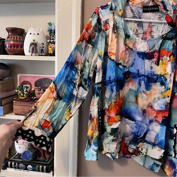 🏷️🎉🆕 • abstract multicolor polka dot watercolor tunic top - Picture 7 of 17